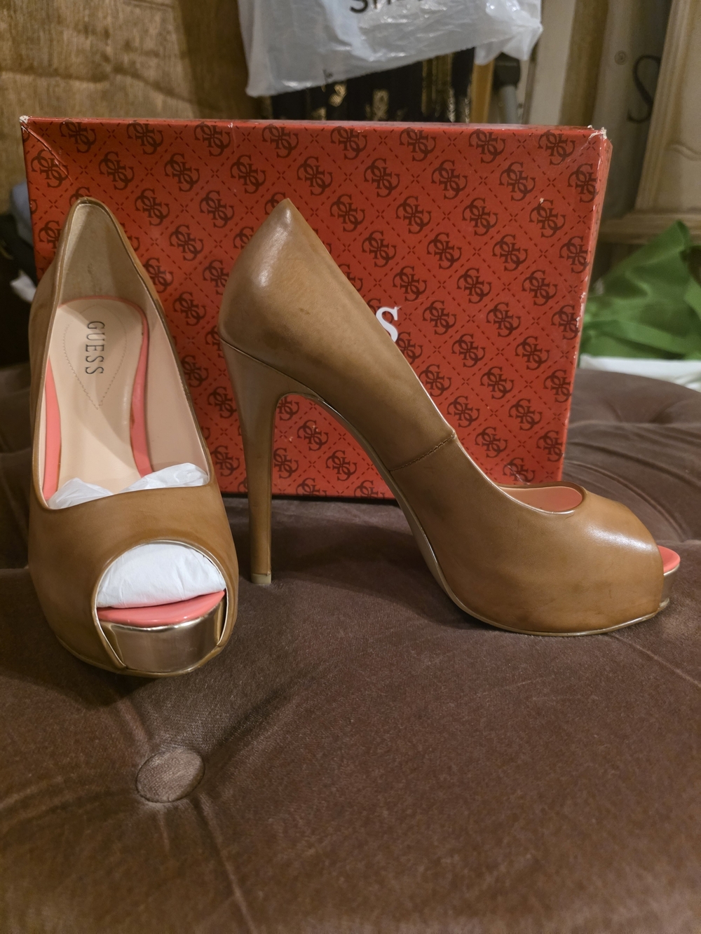 Guess Dark Natural Women's Heels - Brown - Picture 3 of 4